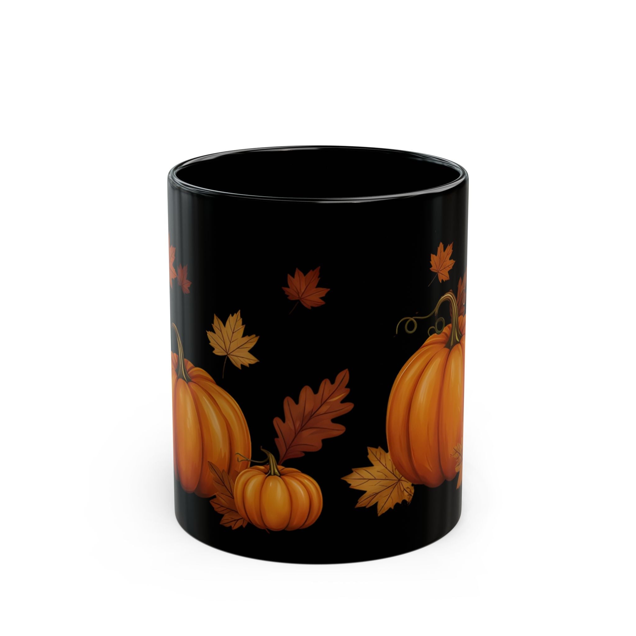 Fall Pumpkin Black Mug