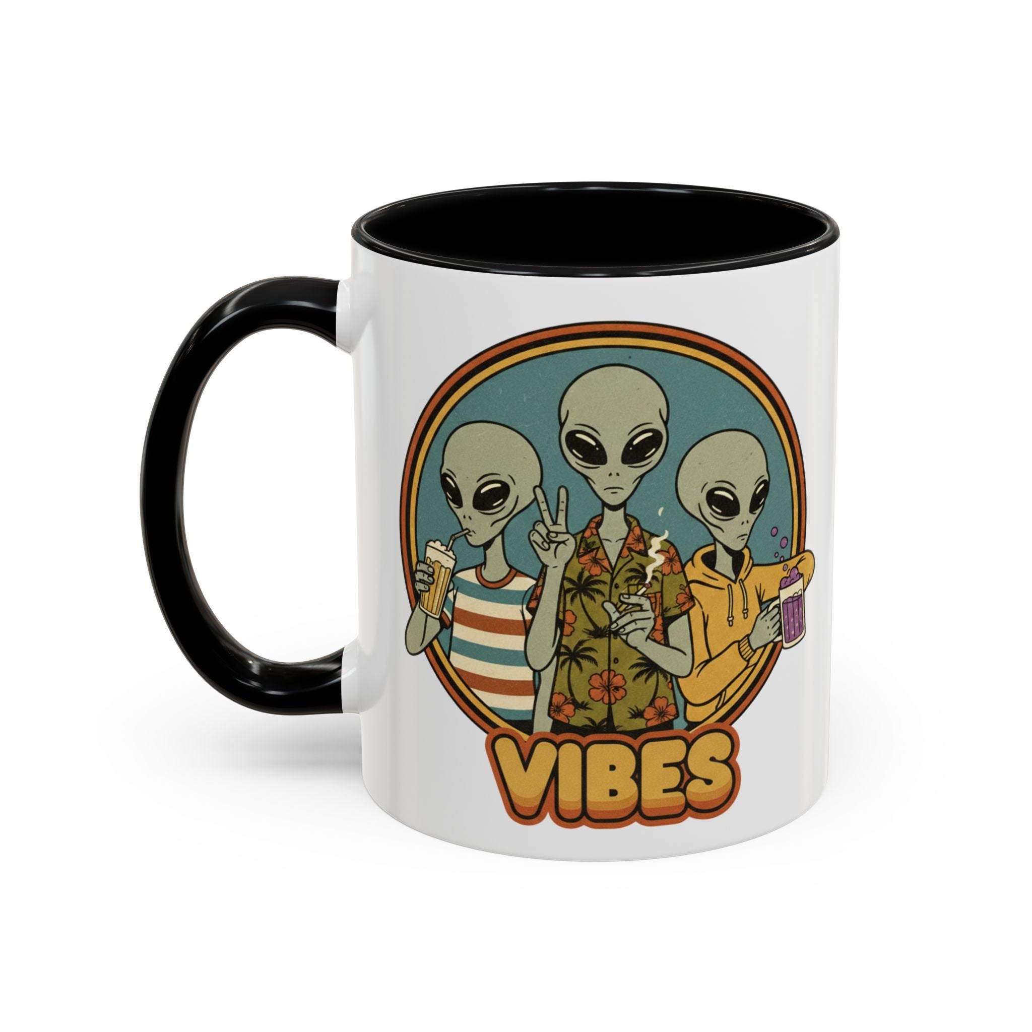 Retro Vibes Alien Accent Mug