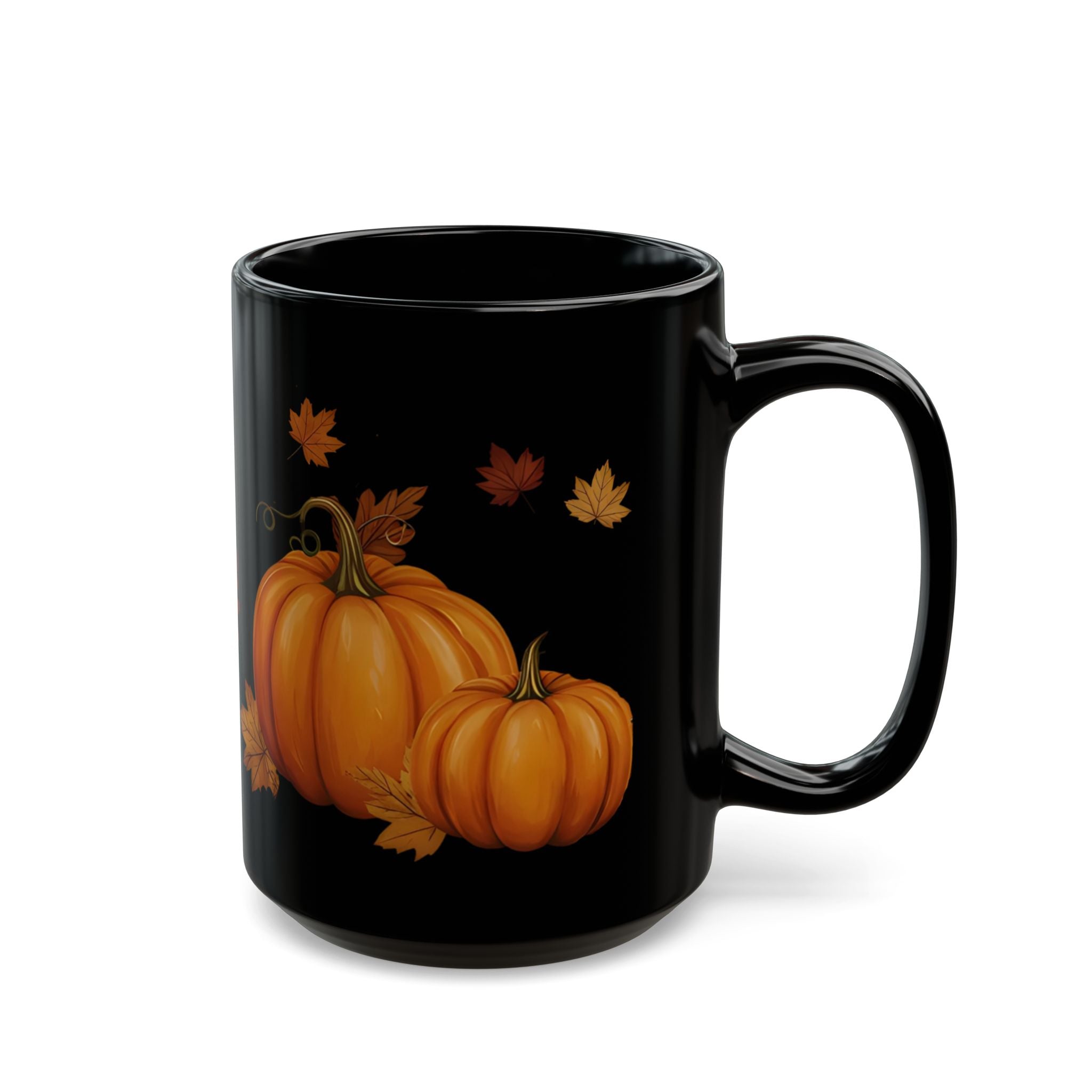 Fall Pumpkin Black Mug